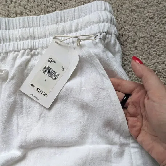 NWT Splendid White Textured Campside Shorts with Elastic Waist Sz L